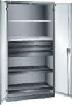 Flügeltürenschrank,B1000xT580xH1950mm,RAL 5012,Vollblechtür - 4 Böden,3Schubladen