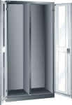 Flügeltürenschrank,B1000xT580xH1950mm,RAL 7035,Sichtfenstertür - Leergehäuse,Trennwand