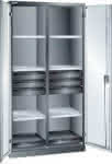 Flügeltürenschrank,B1000xT580xH1950mm,RAL 5012,Vollblechtür - 8 Böden,6Schubladen