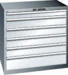 Schubladenschrank 54x36E,B1023xT725xH1000mm,RAL 7035/5012 - 6 Schubladen 200kg