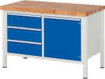 RAU. Werkbank Modell 8468,3 Schubladen L 1 Tür,1250x700x840mm