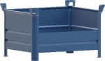 Stapelbehälter RAL5010,B1000xT800xH600 mm,Nutzlast 1t Auflast 5t - 1 Längsseite halb hoch