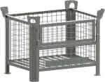 Gitterbehälter RAL7005,B800xT600xH600 mm,Nutzlast 1t Auflast 4t - 1/2 Klappe