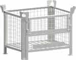 Gitterbehälter verzinkt,B800xT600xH600 mm,Nutzlast 1t Auflast 4t - 1/2 Klappe