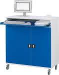 Computer-Schrank,B1100xT520xH1185 mm,RAL 7035/5010 mobil - ohne Monitorgehäuse