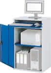 Computer-Schrank,B650xT520xH1060 mm,RAL 7035/5010 stationär - ohne Monitorgehäuse