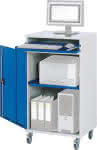 Computer-Schrank,B650xT520xH1185 mm,RAL 7035/5010 mobil - ohne Monitorgehäuse