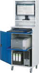 Computer-Schrank,B650xT520xH1895 mm,RAL 7035/5010 mobil - Gehäuse mit Tür