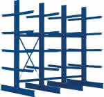 Kragarmregal Heavy,B3090xT2x800xH3000 mm,doppelseitig RAL 5010 - 5 Ebenen Traglast 2520kg