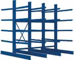Kragarmregal Heavy,B3090xT2x1250xH3000 mm,doppelseitig RAL 5010 - 5 Ebenen Traglast 1600kg