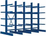 Kragarmregal Heavy,B4090xT2x800xH3000 mm,doppelseitig RAL 5010 - 5 Ebenen Traglast 3150kg