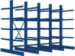 Kragarmregal Heavy,B4090xT2x1000xH3000 mm,doppelseitig RAL 5010 - 5 Ebenen Traglast 2525kg