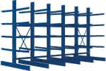 Kragarmregal Heavy,B5090xT2x1000xH3000 mm,doppelseitig RAL 5010 - 5 Ebenen Traglast 3030kg