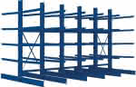 Kragarmregal Heavy,B5090xT2x1250xH3000 mm,doppelseitig RAL 5010 - 5 Ebenen Traglast 2400kg