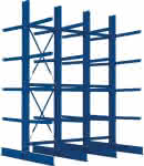Kragarmregal Heavy,B3100xT2x1000xH4000 mm,doppelseitig RAL 5010 - 5 Ebenen Traglast 2020kg