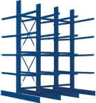 Kragarmregal Heavy,B3100xT2x1250xH4000 mm,doppelseitig RAL 5010 - 5 Ebenen Traglast 1600kg