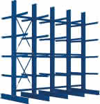 Kragarmregal Heavy,B4100xT2x800xH4000 mm,doppelseitig RAL 5010 - 5 Ebenen Traglast 3150kg