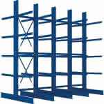 Kragarmregal Heavy,B4100xT2x1000xH4000 mm,doppelseitig RAL 5010 - 5 Ebenen Traglast 2525kg