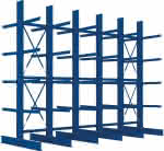 Kragarmregal Heavy,B5100xT2x800xH4000 mm,doppelseitig RAL 5010 - 5 Ebenen Traglast 3780kg