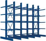 Kragarmregal Heavy,B5100xT2x1000xH4000 mm,doppelseitig RAL 5010 - 5 Ebenen Traglast 3030kg