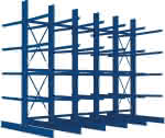 Kragarmregal Heavy,B5100xT2x1250xH4000 mm,doppelseitig RAL 5010 - 5 Ebenen Traglast 2400kg