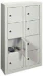 Kleinfach-Wandschrank,H815xB460xT200 mm,2x4 Fächer RAL7035 - Türen glatt