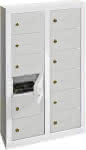 Kleinfach-Wandschrank,H815xB460xT200 mm,2x6 Fächer RAL7035 - Türen mit Etikettenrahmen