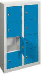 Kleinfach-Wandschrank,H815xB460xT200 mm,2x4 Fächer RAL7035/5012 - Türen glatt