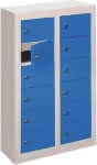 Kleinfach-Wandschrank,H815xB460xT200 mm,2x6 Fächer RAL7035/5012 - Türen glatt