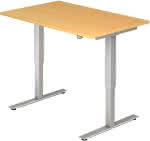 Schreibtisch Buche,von 735 - 1190 mm