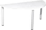 Konferenztisch Halbkreis,1600x800 Weiß/Silber