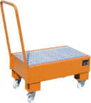 Fahrbare Auffangwanne,max 2 Fässer a 60l,940x500x1075mm - RAL 2000 gelborange