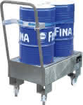 Fahrbare Auffangwanne,max 2 Fässer a 60l,940x500x1075mm - feuerverzinkt