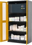 Chemikalienschrank gelb,3 Tablarauszüge
