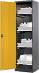 Chemikalienschrank,545x1950 1Tür,gelb,4Ausz