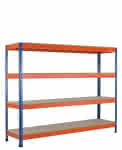 SCHULTE Weitspannregal,Grundfeld Z1 Fachlast,545kg 4 Spanplatten