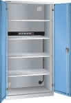 Ladeschrank Flügeltüren,RAL 7035/5012,BxTxH 1000x580x1950 - 1x5 fach Steckdose 230V