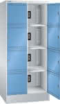 Ladeschrank Fächer,RAL 7035/5012,BxTxH 810x585x1790mm - 2x4 Fächer Steckdose 230V