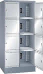 Ladeschrank Fächer,RAL 6502/7035,BxTxH 810x585x1790mm - 2x4 Fächer Steckdose 230V