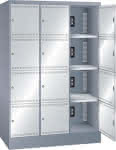 Ladeschrank Fächer,RAL 6502/7035,BxTxH 1205x585x1790mm - 3x4 Fächer Steckdose 230V