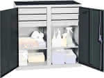 Werkzeugschrank S2000,RAL 7035/7016,2 Abt., 6 Schubl - 2 Wannenböden