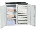 Werkzeugschrank S2000,RAL 7035/7035,9 Schubladen - 2 Fachböden