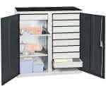 Werkzeugschrank S2000,RAL 7035/7016,Mitteltrennwand, 9 Schubl - 2 Wannenböden