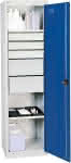 Werkzeugschrank S2000,RAL 7035/5010,2 Wannenböden - 5 Schubladen