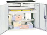 Werkzeugschrank S2000,RAL 7035/7035,4 Schubladen - 1 Wannenboden