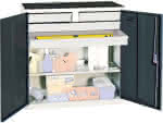 Werkzeugschrank S2000,RAL 7035/7016,4 Schubladen - 1 Wannenboden