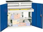 Werkzeugschrank S2000,RAL 7035/5010,4 Schubladen - 1 Wannenboden