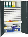 Werkzeugschrank S2000,RAL 7035/7016,2 Wannenböden - 8 Schubladen