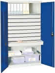 Werkzeugschrank S2000,RAL 7035/5010,2 Wannenböden - 8 Schubladen