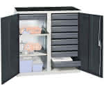 Werkzeugschrank S3000,RAL 7035/7016,Mitteltrennwand, 9Schubl - 2 Wannenböden